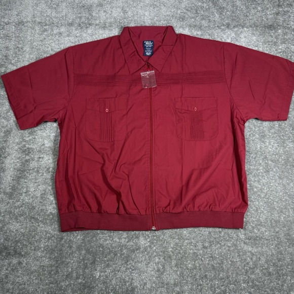 VTG John Blair Shirt Men's 2XL Burgundy Short Sleeve Pleated Elastic Hem - Picture 1 of 6